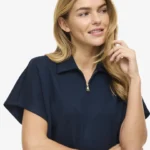 Vila VISIFFI COLLAR S/S ZIPPER TOP/PB