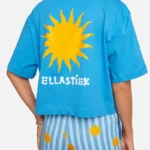 Ellastiek Cropped t-shirt Bente (Blue with sun